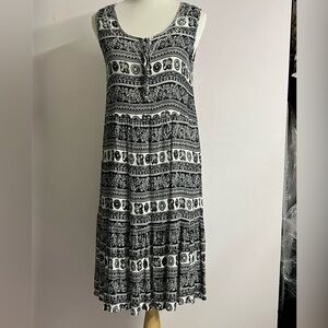 Kim Rogers Petite Women’s Sleeveless Midi Dress, PL, Black/White, Boho